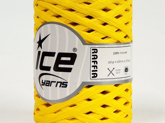 Lot of 2 x 100gr Skeins Ice Yarns RAFFIA (100% Viscose) Yarn Yellow