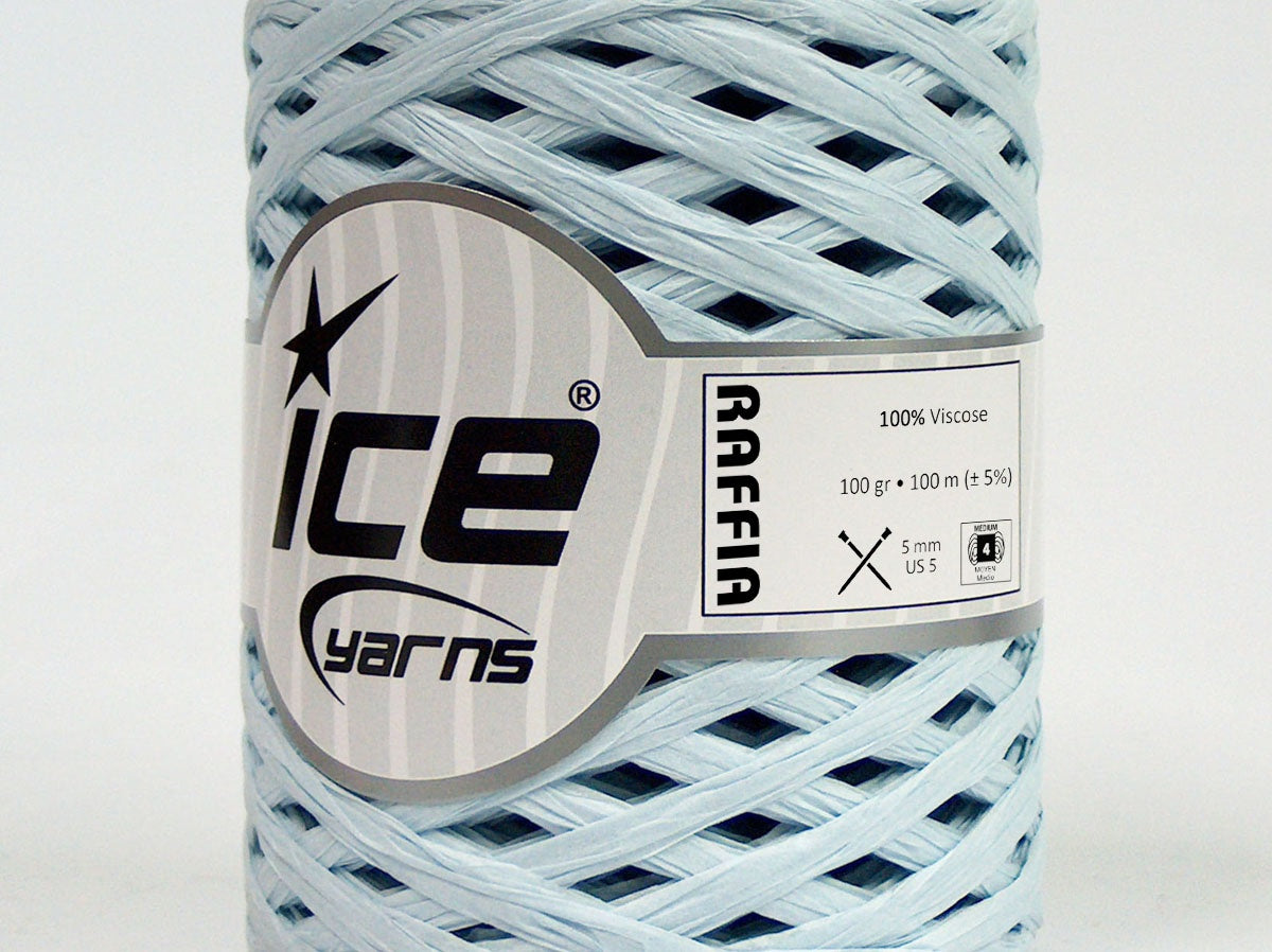 Lot of 2 x 100gr Skeins Ice Yarns RAFFIA (100% Viscose) Yarn Baby Blue