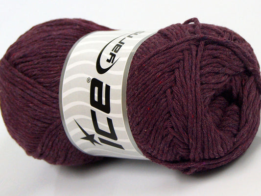 Lot of 4 x 100gr Skeins Ice Yarns NATURAL COTTON WORSTED (100% Cotton) Yarn Light Burgundy