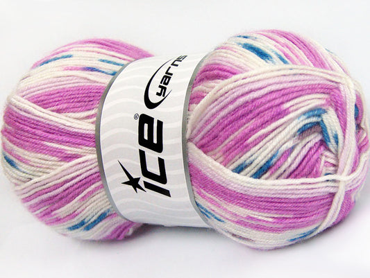 Lot of 4 x 100gr Skeins Ice Yarns SALE BABY (25% Wool) Yarn Orchid White