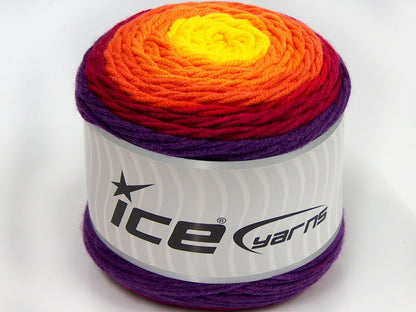Lot of 2 x 200gr Skeins Ice Yarns CAKES COLOR Yarn Purple Yellow Orange Fuchsia