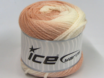 Lot of 2 x 200gr Skeins Ice Yarns CAKES CHAIN Yarn Powder Pink Light Cream