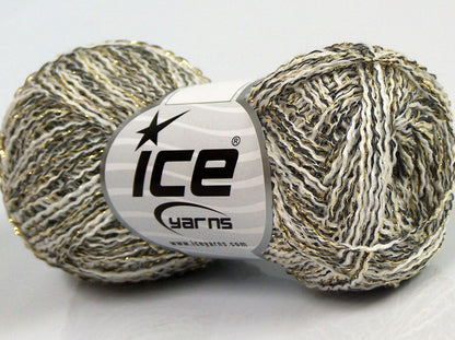 Lot of 8 Skeins Ice Yarns SALE METALLIC (40% Viscose) Yarn Cream Grey Gold