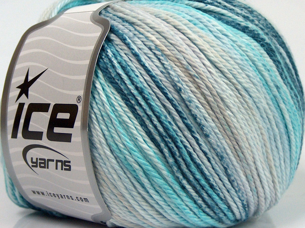 Lot of 4 x 100gr Skeins Ice Yarns MONA LISA (100% Cotton) Yarn Turquoise Shades Beige