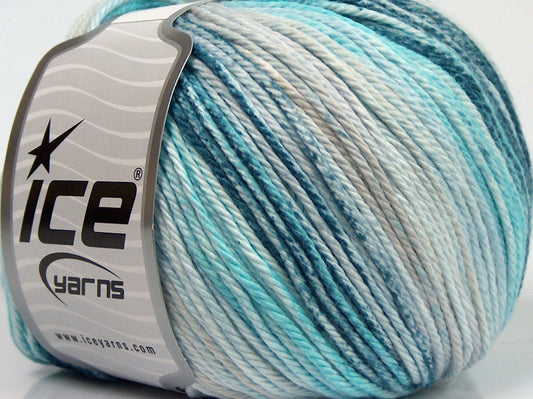 Lot of 4 x 100gr Skeins Ice Yarns MONA LISA (100% Cotton) Yarn Turquoise Shades Beige