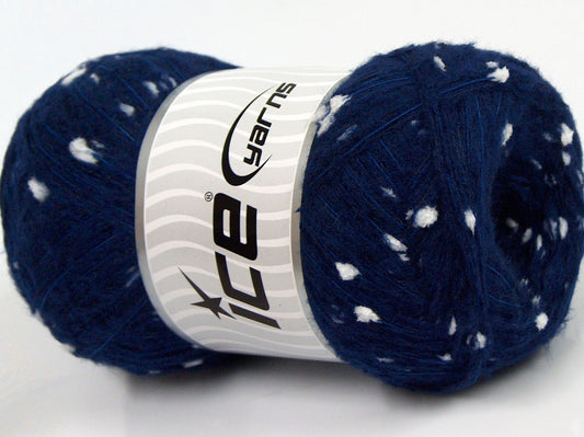 Lot of 4 x 100gr Skeins Ice Yarns SALE POMPOM (10% Wool) Yarn Navy Blue White