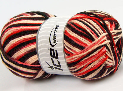 Lot of 2 x 180gr Skeins Ice Yarns MUCHO COLOR Yarn Black Maroon Red Pink Shades