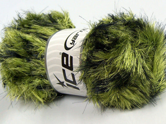 Lot of 4 x 100gr Skeins Ice Yarns PUFFY SOFT Yarn Green Dark Navy