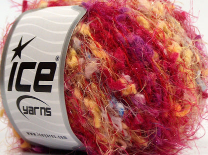 Lot of 8 Skeins Ice Yarns SALE EYELASH (88% Micro Fiber) Yarn Red Fuchsia Purple Yellow