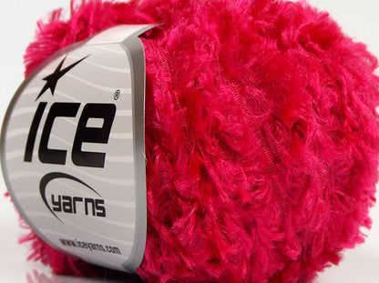 Lot of 8 Skeins Ice Yarns SALE EYELASH Hand Knitting Yarn Fuchsia
