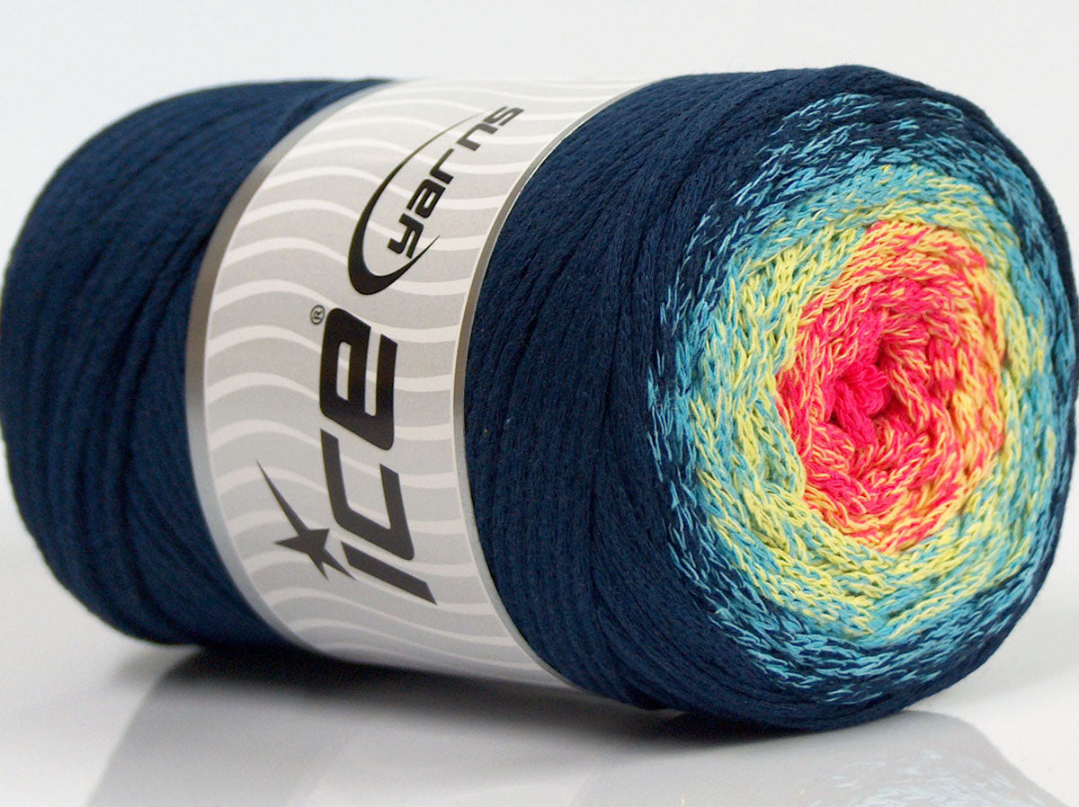 250 gr ICE YARNS MACRAME COTTON MAGIC (100% Cotton) Yarn Navy Turquoise Yellow Pink