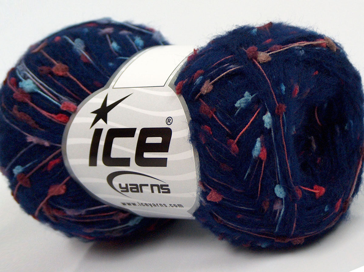 Lot of 8 Skeins Ice Yarns SALE POMPOM Yarn Blue Shades Red Maroon