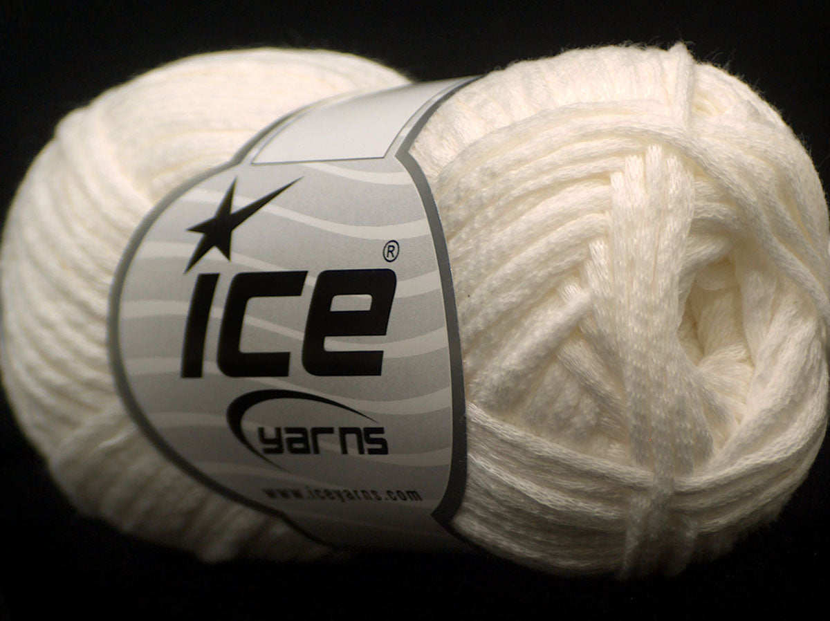 Lot of 8 Skeins Ice Yarns SALE RIBBON (75% Cotton) Hand Knitting Yarn White