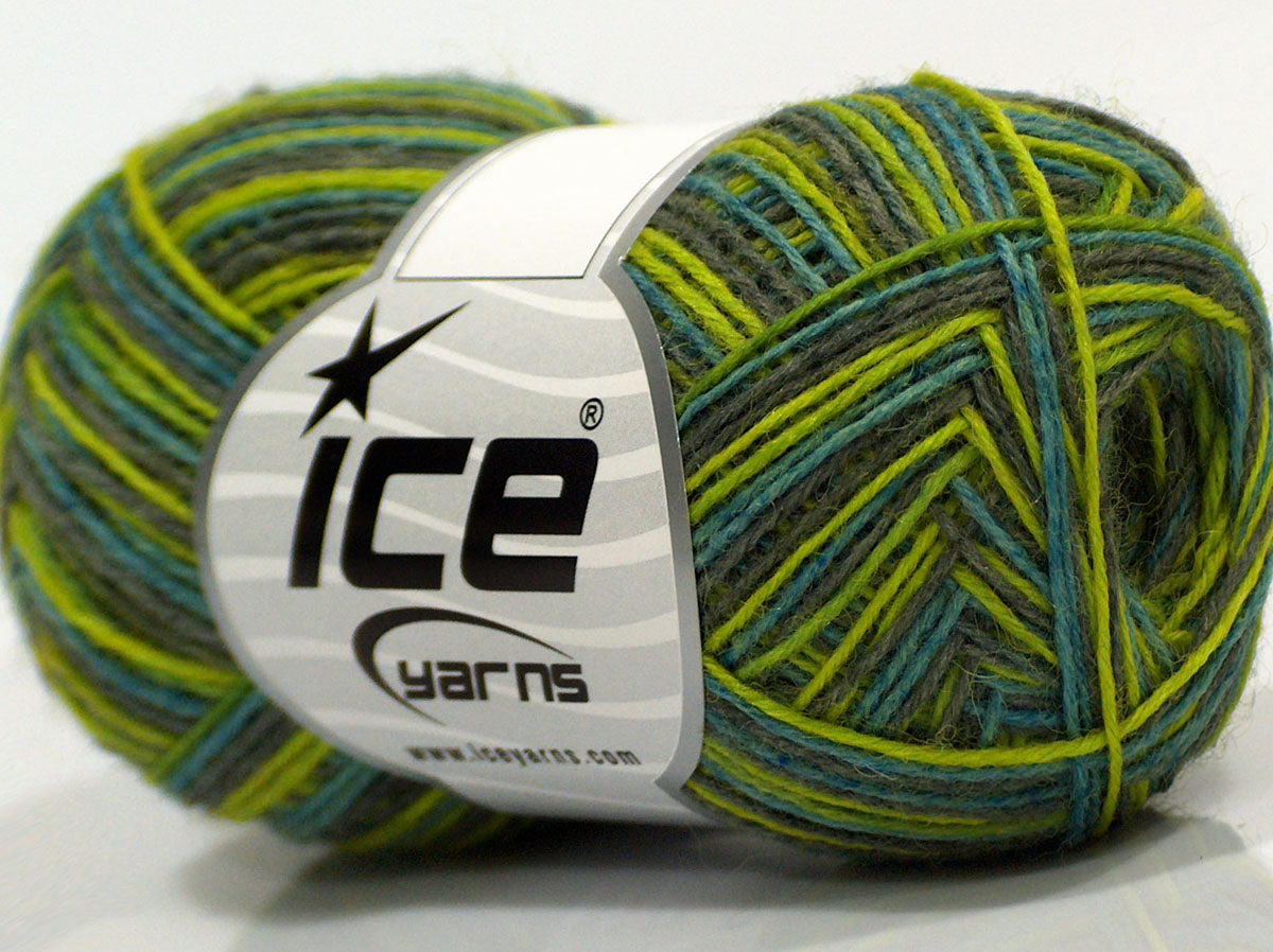 Lot of 8 Skeins Ice Yarns SALE SOCK YARN (75% Superwash Wool) Yarn Light Green Turquoise Grey