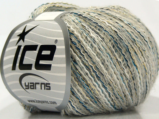 Lot of 8 Skeins Ice Yarns CUSTOM BLEND (20% Baby Alpaca 5% Merino Wool) Yarn Light Grey White Navy Turquoise Gold