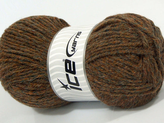 Lot of 4 x 100gr Skeins Ice Yarns SANTOS (20% Mohair 30% Wool) Yarn Dark Brown Grey Turquoise