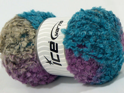Lot of 4 x 100gr Skeins Ice Yarns BEATRICE (20% Mohair 30% Wool) Yarn Lilac Beige Turquoise