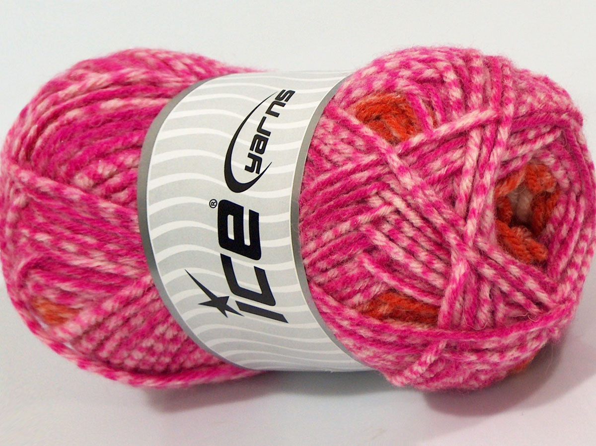 Lot of 4 x 100gr Skeins Ice Yarns MANAUS (40% Wool 10% Viscose) Yarn Fuchsia Lilac Orange White
