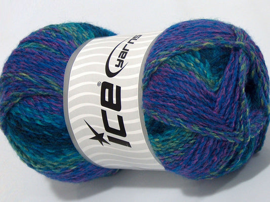Lot of 2 x 185gr Skeins Ice Yarns SALE SELF-STRIPING Yarn Turquoise Shades Green Pink