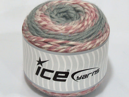 Lot of 2 x 220gr Skeins Ice Yarns SALE CAKES YARN (90% Wool) Yarn Grey Pink White