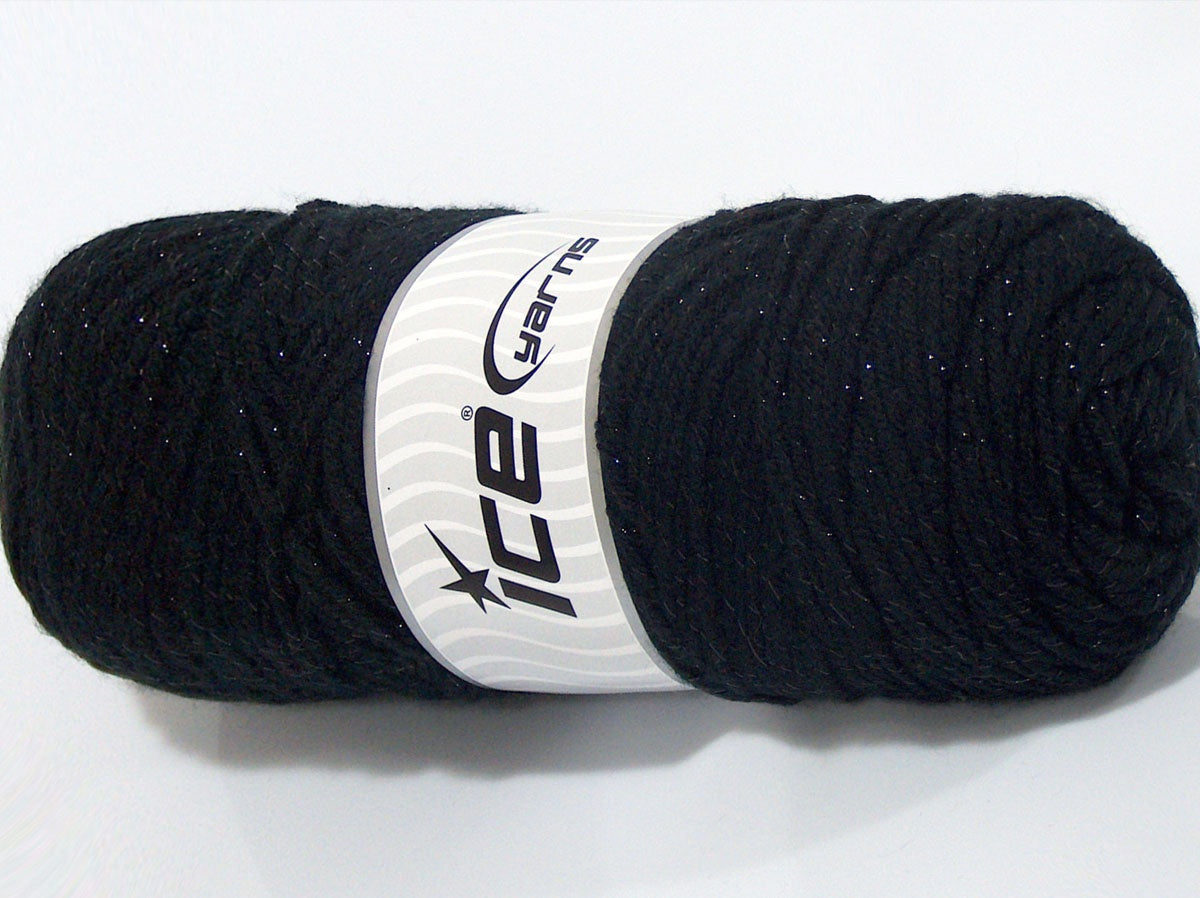 Lot of 2 x 150gr Skeins Ice Yarns SALE METALLIC Hand Knitting Yarn Black