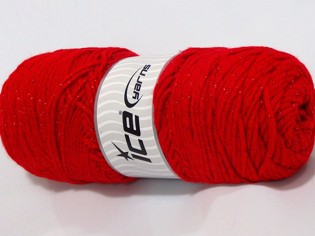 Lot of 3 x 135gr Skeins Ice Yarns SALE METALLIC Hand Knitting Yarn Red