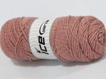 Lot of 4 x 100gr Skeins Ice Yarns SALE METALLIC Yarn Antique Pink