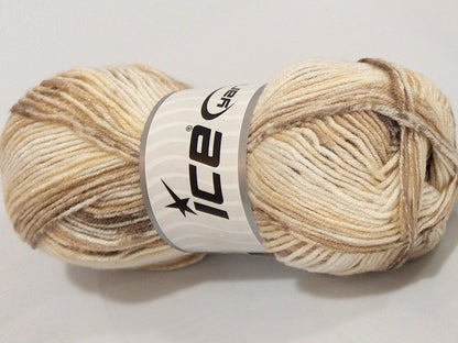 Lot of 4 x 100gr Skeins Ice Yarns SALE SELF-STRIPING Yarn Brown Shades Cream Shades