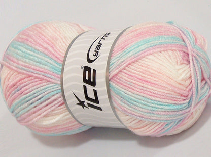 Lot of 4 x 100gr Skeins Ice Yarns SALE SELF-STRIPING Yarn Pink Shades Turquoise