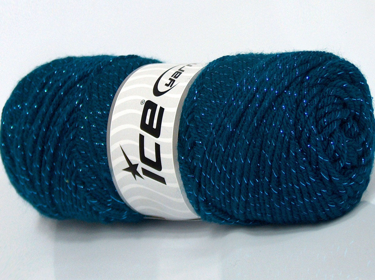 Lot of 4 x 95gr Skeins Ice Yarns SALE METALLIC Hand Knitting Yarn Dark Teal