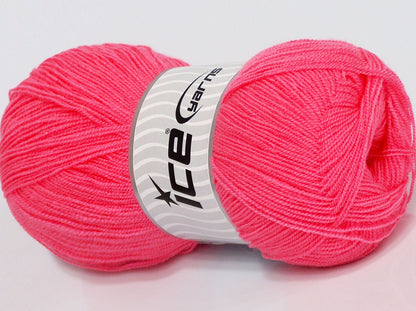 Lot of 4 x 95gr Skeins Ice Yarns SALE PLAIN Hand Knitting Yarn Candy Pink