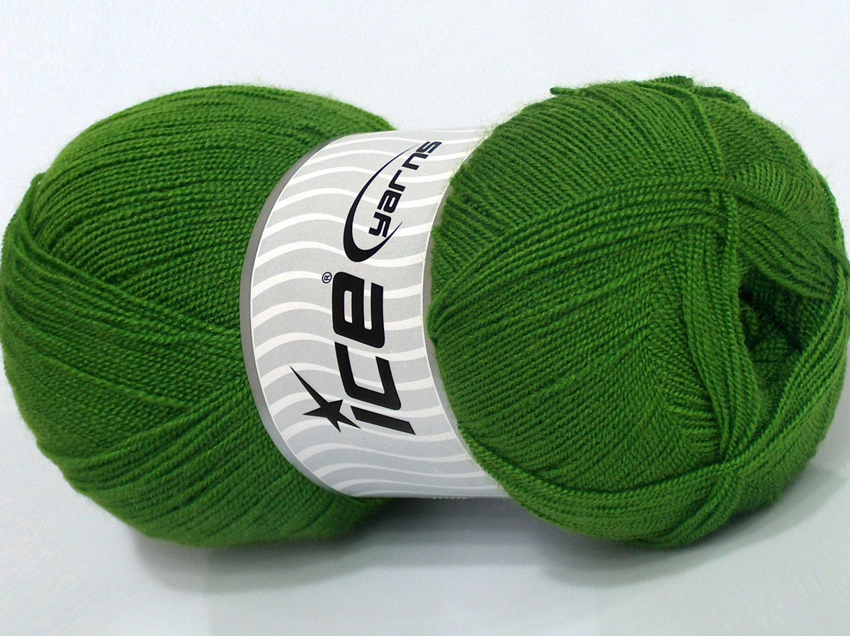 Lot of 4 x 100gr Skeins Ice Yarns KRISTAL Hand Knitting Yarn Green