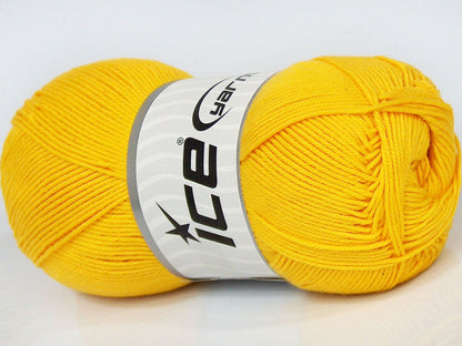 Lot of 4 x 100gr Skeins Ice Yarns AMIGURUMI PURE COTTON (100% Cotton) Yarn Yellow