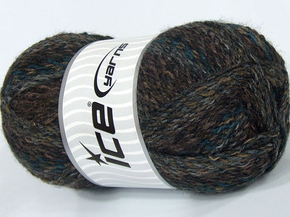 Lot of 2 x 180gr Skeins Ice Yarns PELOTAS Yarn Black Brown Grey Turquoise