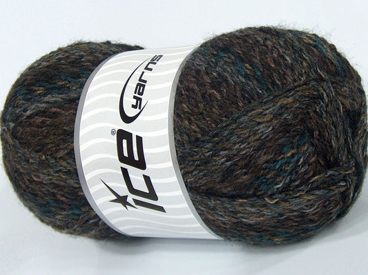Lot of 2 x 180gr Skeins Ice Yarns PELOTAS Yarn Black Brown Grey Turquoise