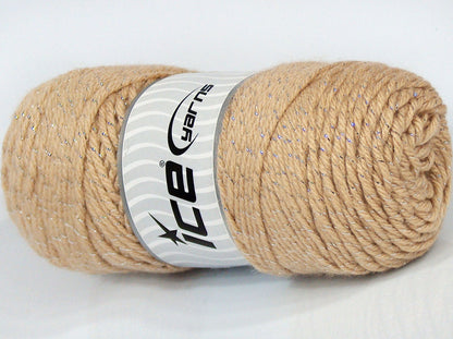 Lot of 4 x 100gr Skeins Ice Yarns SALE SAVER METALLIC Yarn Light Camel