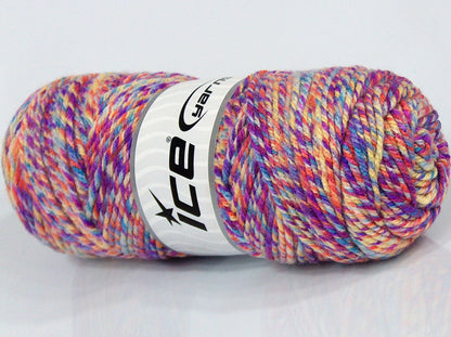 Lot of 3 x 115gr Skeins Ice Yarns SALE SELF-STRIPING Yarn Purple Blue Yellow Orange