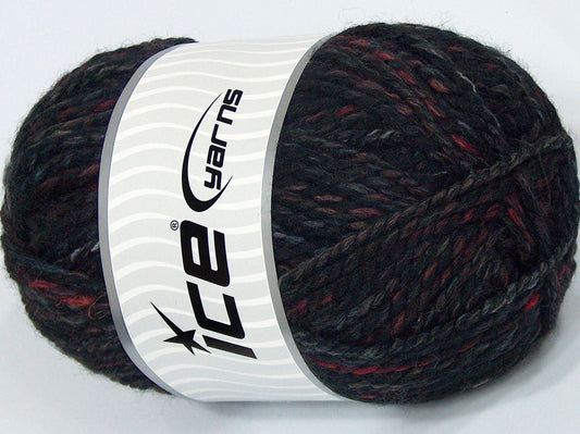 300 gr ICE YARNS SALE SELF-STRIPING (50% Wool) Yarn Black Grey Burgundy