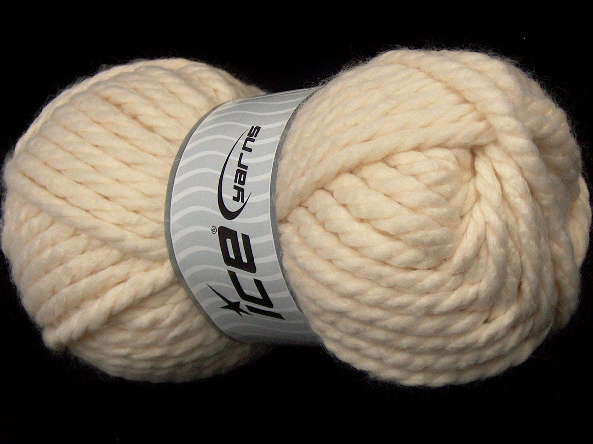 Lot of 2 x 190gr Skeins Ice Yarns SALE WINTER (30% Wool) Yarn Light Cream