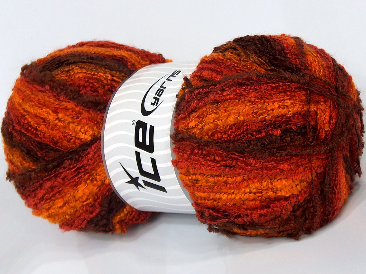 260 gr ICE YARNS SALE BOUCLE (10% Wool) Hand Knitting Yarn Orange Copper Brown