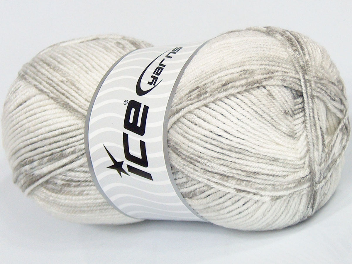 Lot of 4 x 100gr Skeins Ice Yarns HAPPY BABY Yarn Grey Shades Cream