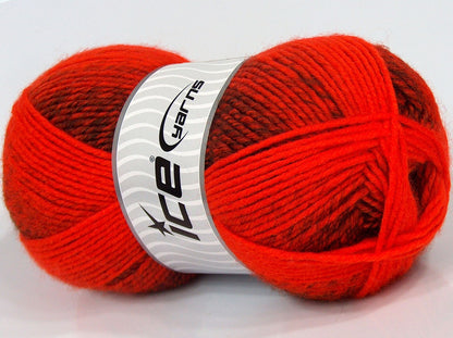 Lot of 3 x 115gr Skeins Ice Yarns SALE SELF-STRIPING Yarn Orange Dark Brown