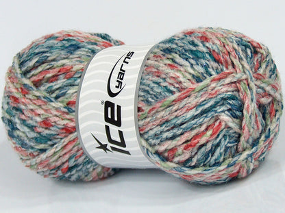 Lot of 3 x 85gr Skeins Ice Yarns SALE SELF-STRIPING Yarn Turquoise White Orange Green Red