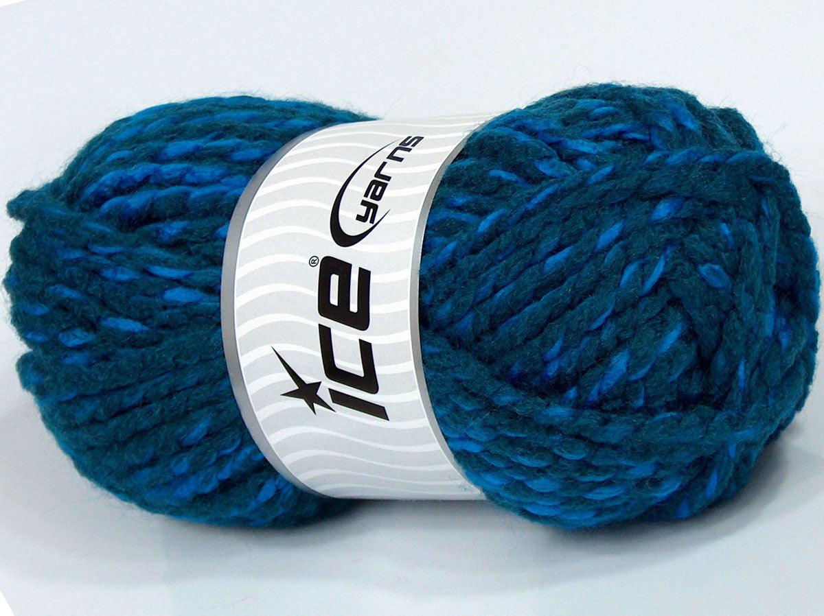 Lot of 4 x 100gr Skeins Ice Yarns SALE SELF-STRIPING (10% Wool) Yarn Blue Shades