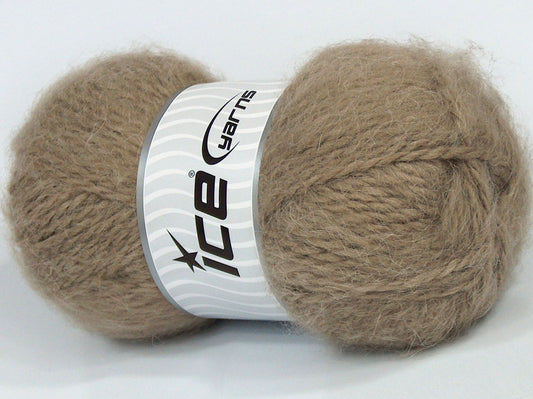 Lot of 4 x 100gr Skeins Ice Yarns SALE MOHAIR-WOOL BLEND (10% Mohair 30% Wool) Yarn Light Camel