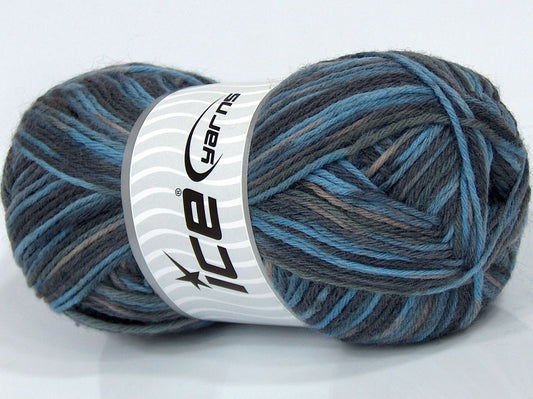 Lot of 3 x 135gr Skeins Ice Yarns SALE SOCK YARN (75% Superwash Wool) Yarn Grey Camel Blue