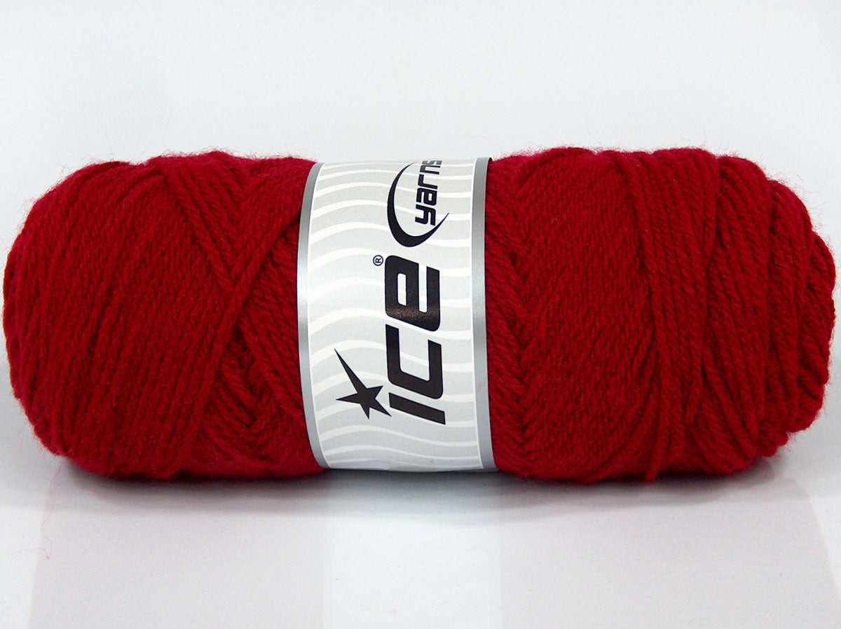 Lot of 4 x 100gr Skeins Ice Yarns SALE PLAIN (10% Wool) Hand Knitting Yarn Red