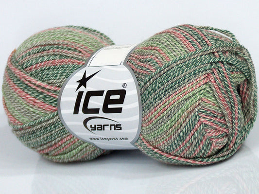 Lot of 8 Skeins Ice Yarns TALIA (40% Cotton 30% Viscose) Yarn Green Shades Pink