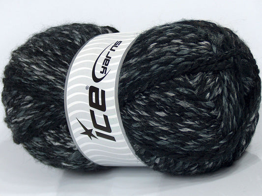 Lot of 2 x 215gr Skeins Ice Yarns SALE SELF-STRIPING Yarn Black Grey White