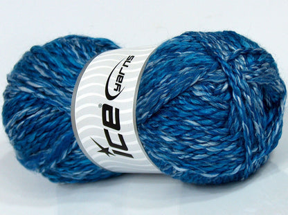 Lot of 4 x 100gr Skeins Ice Yarns SALE SELF-STRIPING Yarn Blue Shades White